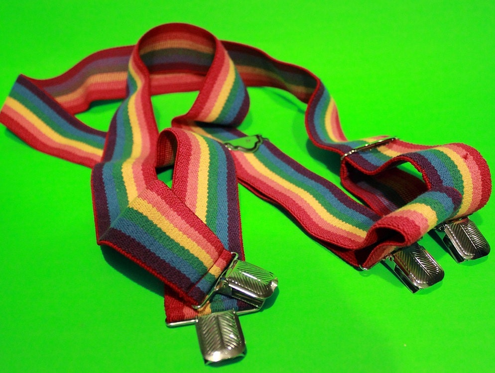VIntage 80s 90s Rainbow Suspenders Mens by ThingsYoullLoveNLife