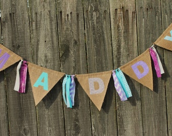 Custom FROZEN Party Banner, Personalized Burlap Bunting, Customized With Your Name and Colors