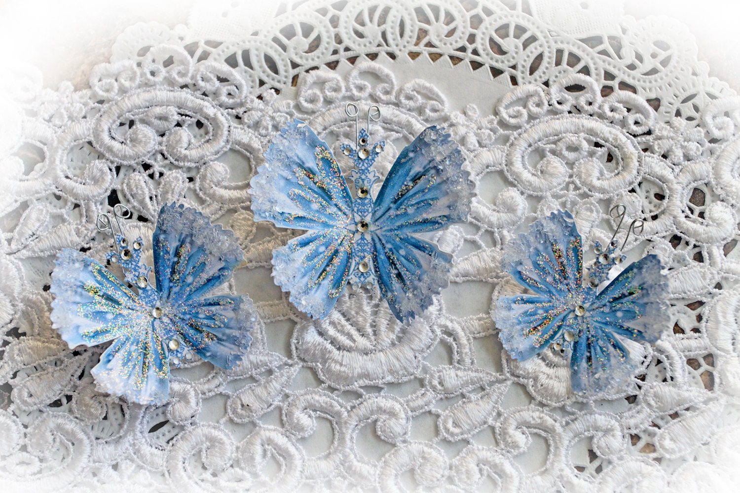 Reneabouquets Butterfly Set Frozen Glitter Glass