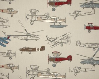 Vintage Airplane Curtain Panels or Valance