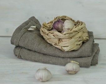 RUSTIC HERRINGBONE tea towels. natural linen