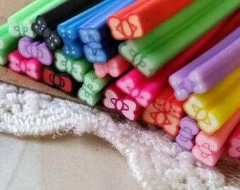 5 cm Long Polymer Clay Cane / Fimo Cane Stick / Miniature Food / Dessert / Cake / Decoration and Nail Art / Patterns as per picture (.tu)