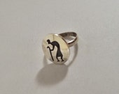 Native American Hopi Silver Overlay Designs Ring 1960s