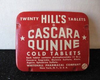 Vintage HILL"S Quinine Cold Tablets ~ FULL