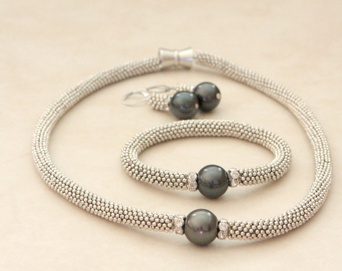 Necklace Set - Silver Jewelry Set - Statement Jewelry Set
