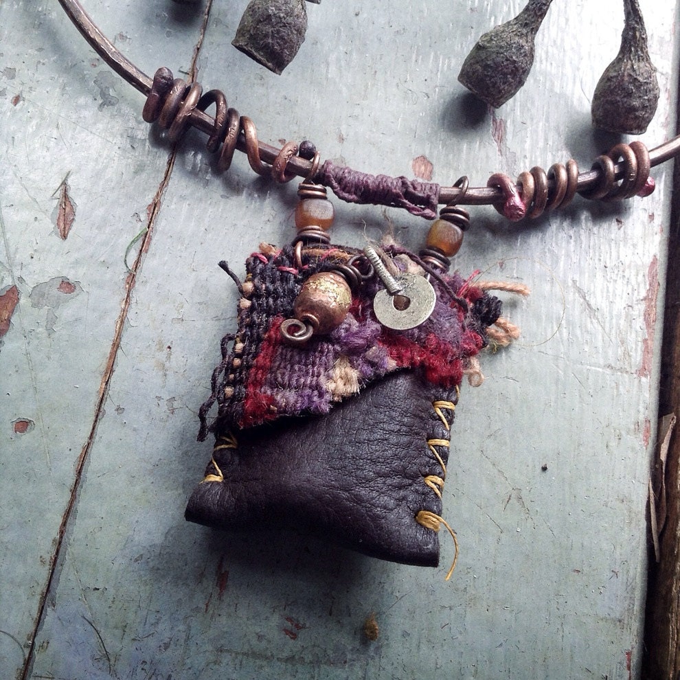 Medicine bag Tribal necklace Talisman necklace Amulet Necklace