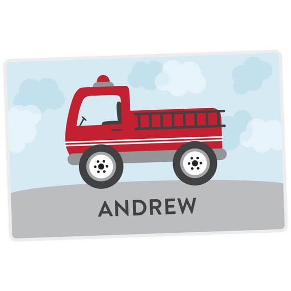 Fire Truck Placemat - Personalized Placemat for Kids - Childrens Placemat - Set The Table - Laminated Il_570xn