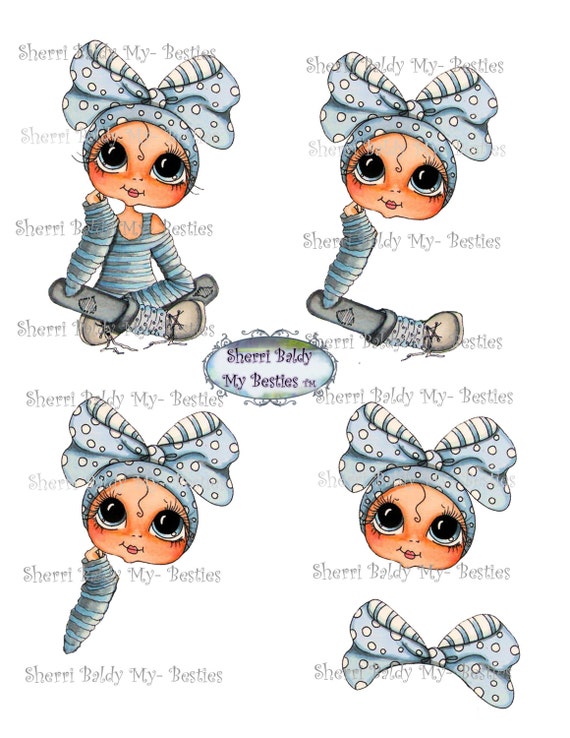 Instant Download Blue Girl Little Bestie 3D Decoupage kit Besties Big Head Dolls Digi By Sherri Baldy