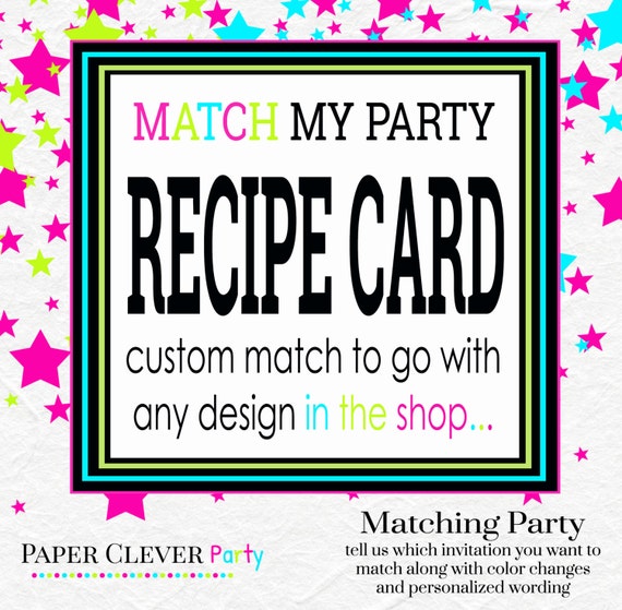 Matching recipe cards for bridal shower, wedding, party, Christmas bag tags printable file NO.530 Il_570xn