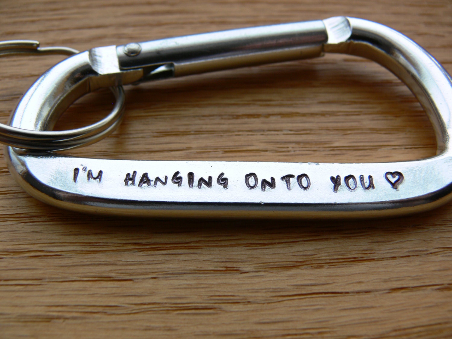 Personalized Large Men's Carabiner Keychain Hand Stamped