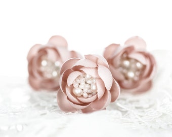 715_Pink flower hair pin, Blush wedding hair accessory, Small hair flowers, Bridesmaid hair pin, Bridesmaid hairpiece, Wedding hair pin Hair