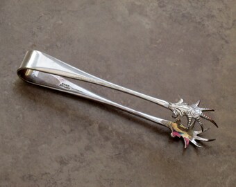 Antique Sugar Nips Tongs Silver Plate Victorian Kitchen and Serving