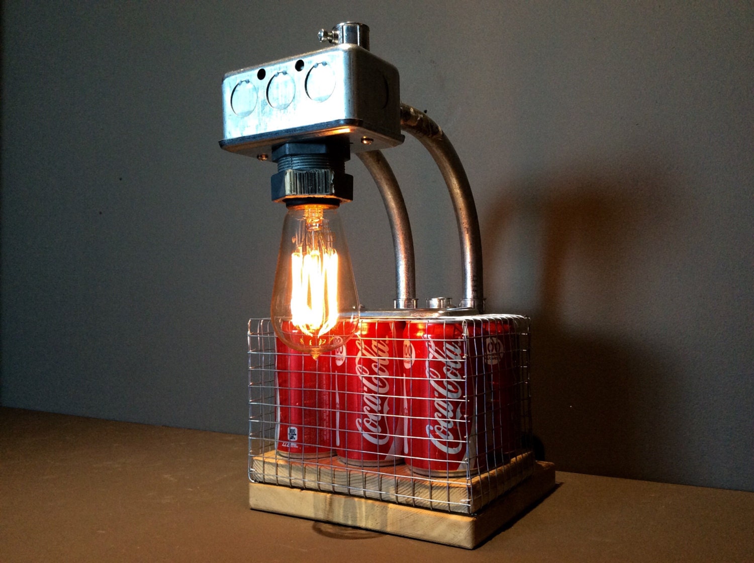 Industrial Coca Cola Light Table Lamp Edison Light Bulb