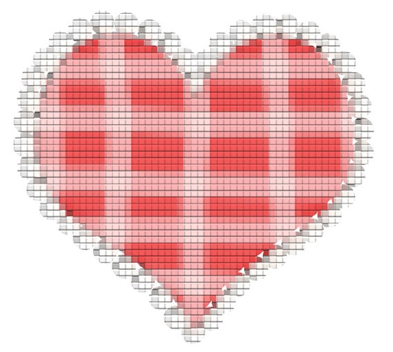 GINGHAM HEART cross stitch dmc color pattern by JabarCrafts