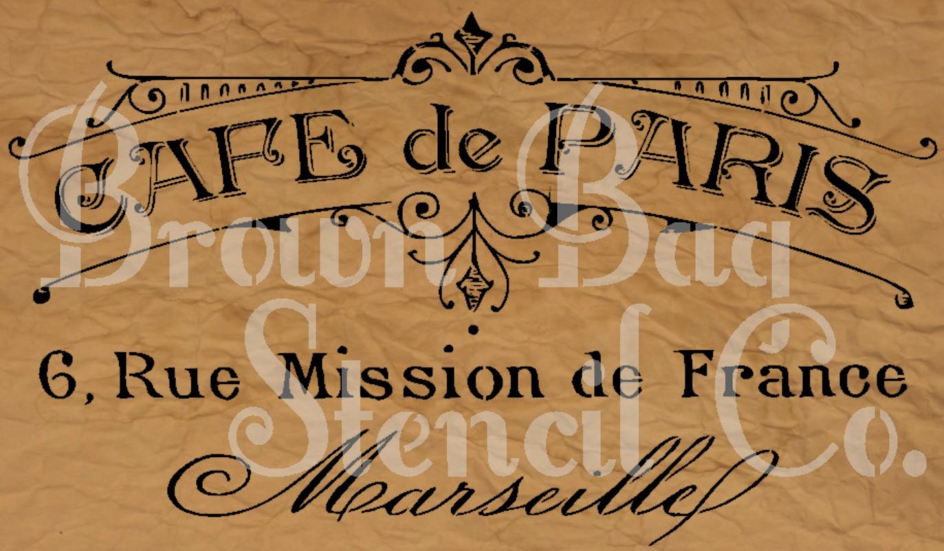 French Stencil Cafe de Paris2 12x20 mylar stencil