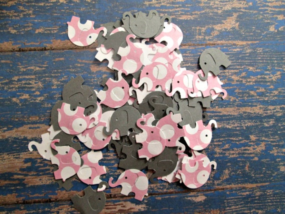 Pink Polka Dot and Grey Elephant Confetti -sweet baby, baby showers, pinks and grey, grey elephants, pink polka dot, its a girl, girl shower Il_570xn