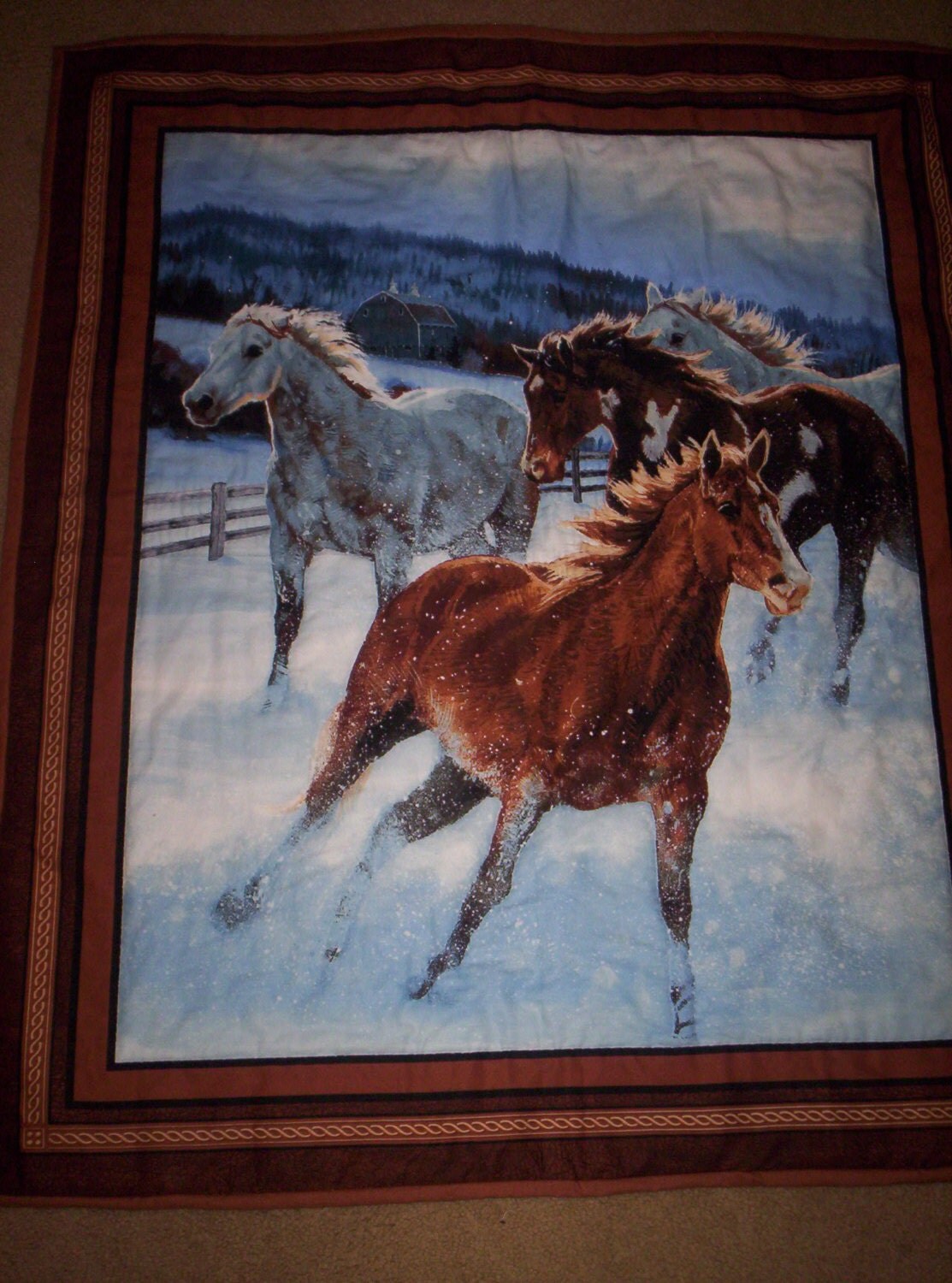 Hand Quilted Horse Wall Hanging or Lap Quilt