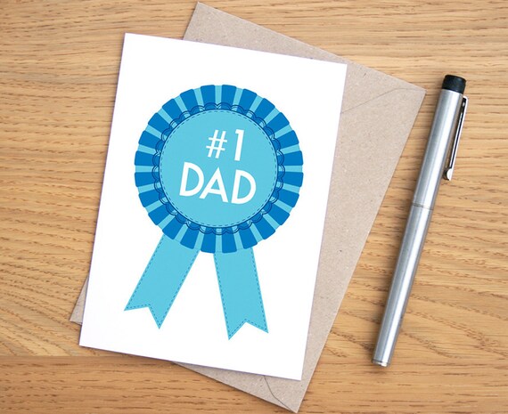 number 1 dad card rosette fathers day birthday by karenwalk