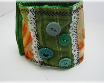 Flowers in the Sunset Gypsy Fabric Bracelet Cuff