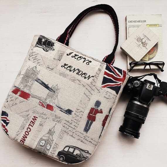 Items similar to British Views Print Large Tote Bag ,Large Purse