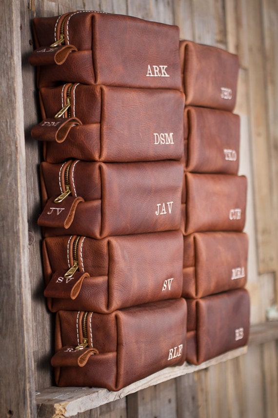 men's leather monogram shaving kit