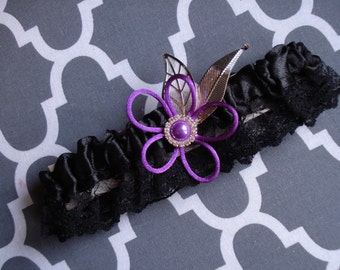 Prom Garter, Prom Garters, Homecoming Garter, Dance Garter, Orchid Purple Garter, Orchid Purple and Black Garter