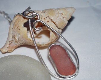 Sea Glass Pendant Pink Sea Glass Sterling Silver Pendant