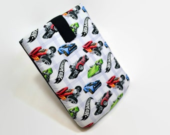 Handcrafted, Tablet Case, iPad Case, Hot Wheels, iPad Mini Case, Kindle Case, Tablet Sleeve, Cozy, Handmade, FOAM Padding, Gift, White