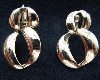 Vintage Napier Screw Clip Earrings, Gold Toned, Excellent Condition.