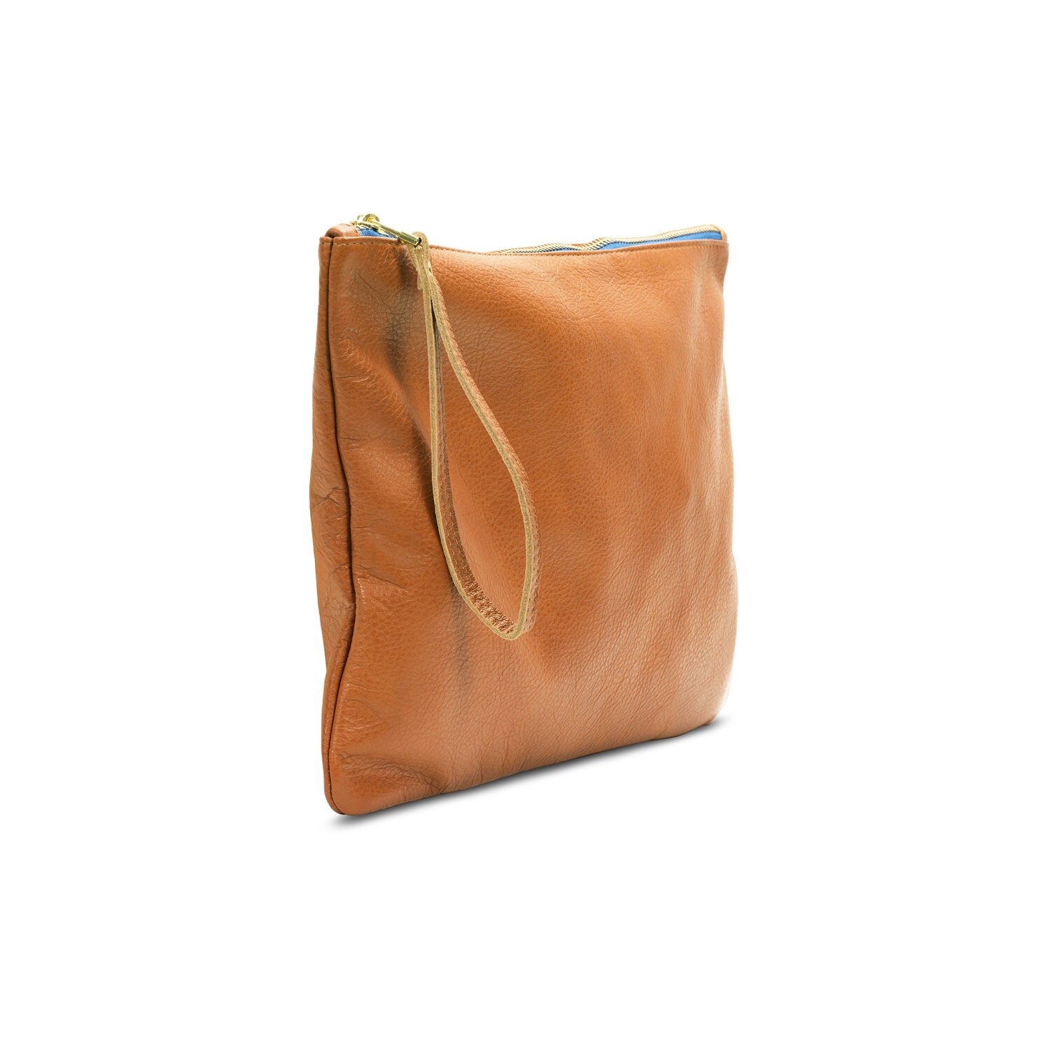 Brown leather clutch evening bag foldover leather clutch bag