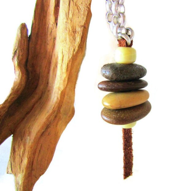 Chocolate Brown Stone Cairn 32 Inch Necklace by ShorelineDesigned