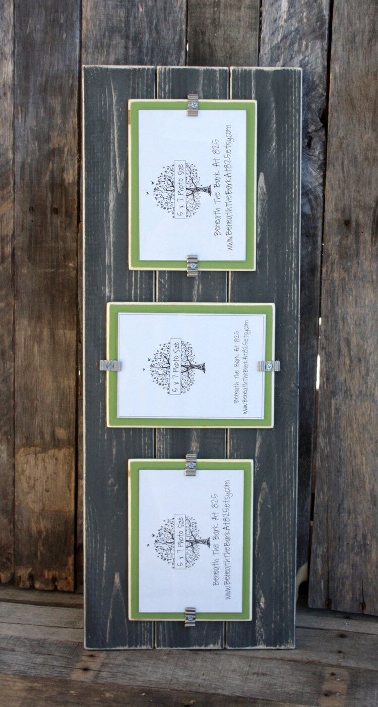 Picture Frame Triple 5x7 Distressed Wood by BeneathTheBarkAt825