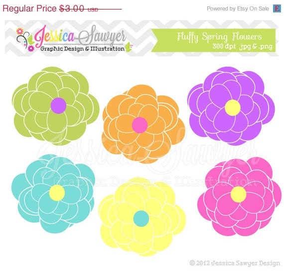 50% OFF- INSTANT DOWNLOAD, Flower clipart - spring clip art - commercial use - - card making - digital scrapbook - element Il_570xn