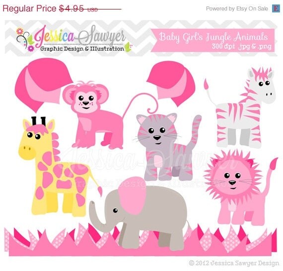 80% OFF - INSTANT DOWNLOAD, Jungle animal clip art - lion clipart - girl baby shower - - digital element - card making - commercial use Il_570xn