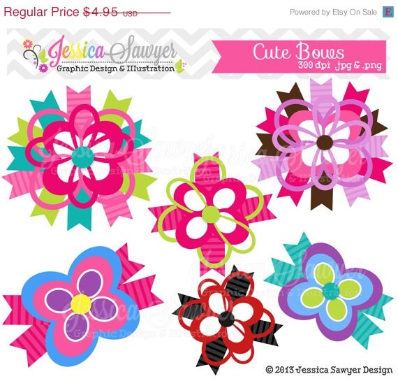 80% OFF - INSTANT DOWNLOAD, cute bow clipart, for commerical and personal use Il_570xn