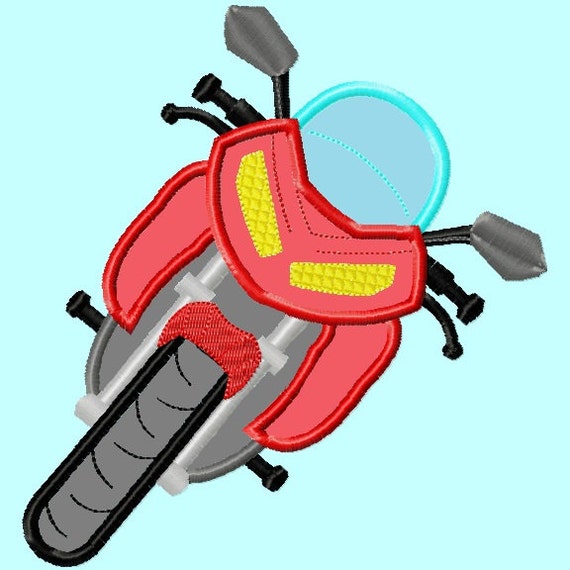 Motorcycle Red APPLIQUE Embroidery Design 3 sizes INSTANT