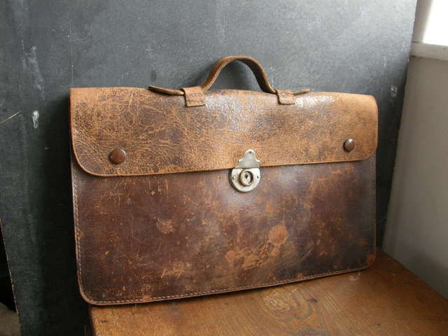 old leather briefcase