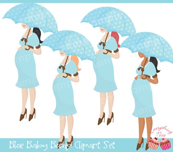 Blue Baby  Bump  Clipart Set from 1EverythingNice on Etsy Studio