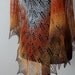Hand knit shawl, wool shawl, brown, grey, orange, Autumn colors