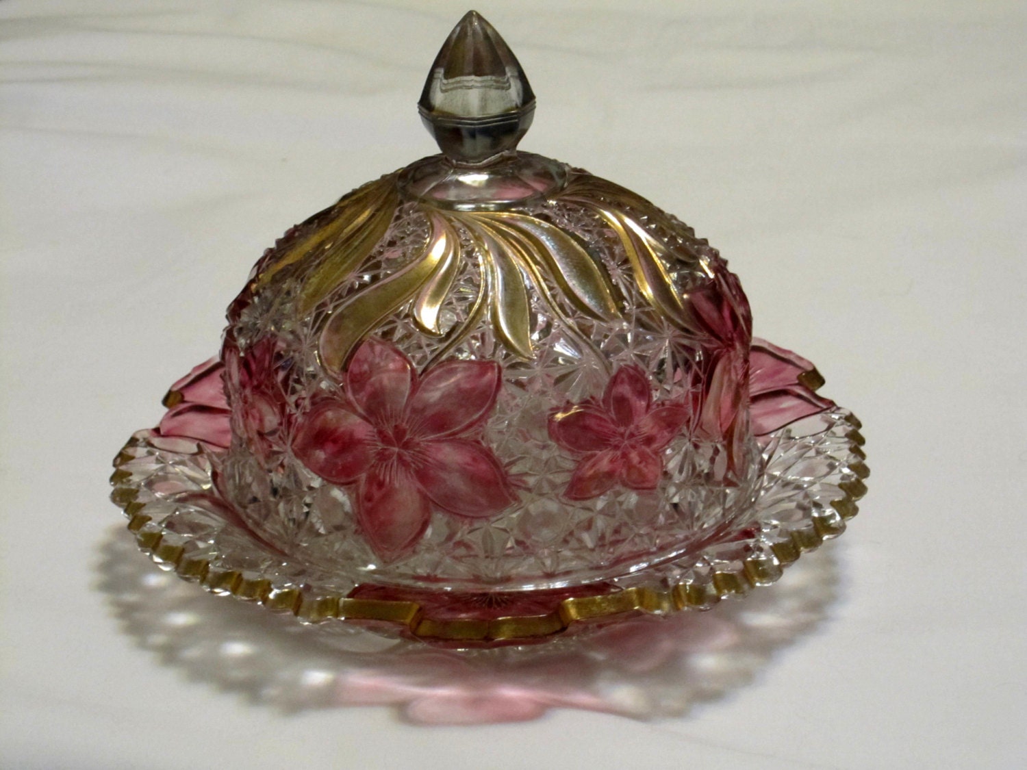 Vintage Lead Crystal Domed Cheese Plate