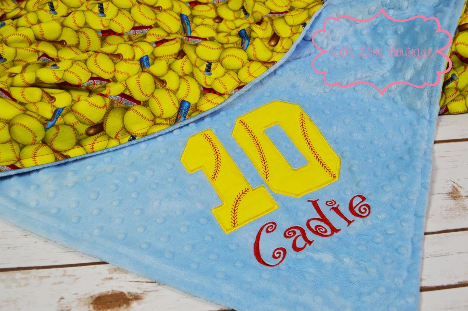 Softball Blanket Fastpitch Personalized Minky Blanket
