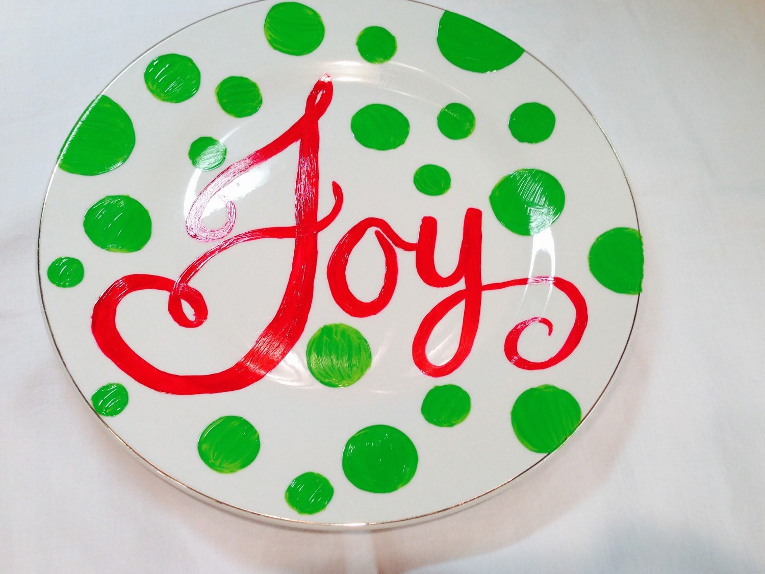 Christmas Plate Hand Painted Holiday Plate Christmas Joy