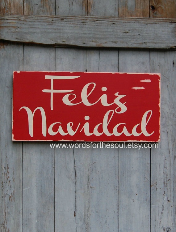 Feliz Navidad Wooden Sign Wood Sign Distressed Christmas