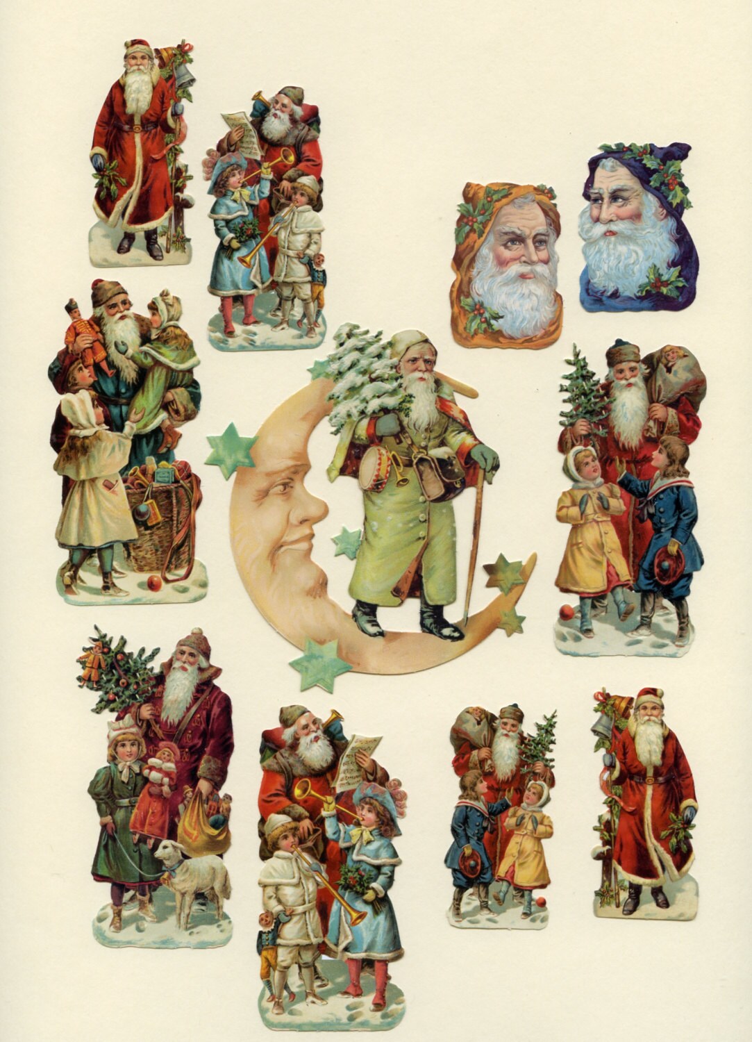 Victorian Santa DIE CUTS Christmas Die Cuts Santa Die Cuts