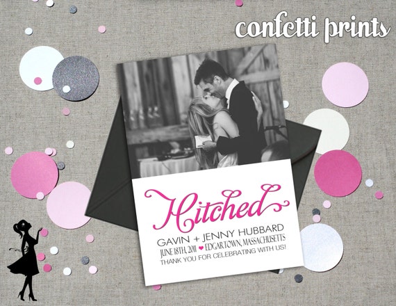 Wedding Thank You Card / Photo Card - HITCHED Printable Il_570xn