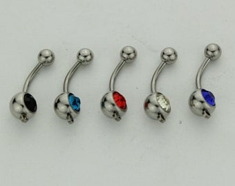 Belly rings with rhinestones stainless steel