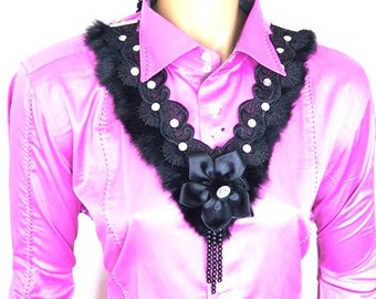 FREE SHIPPING Avant garde Black Lace Choker Necklace- Woman Applique Lace Jewelry
