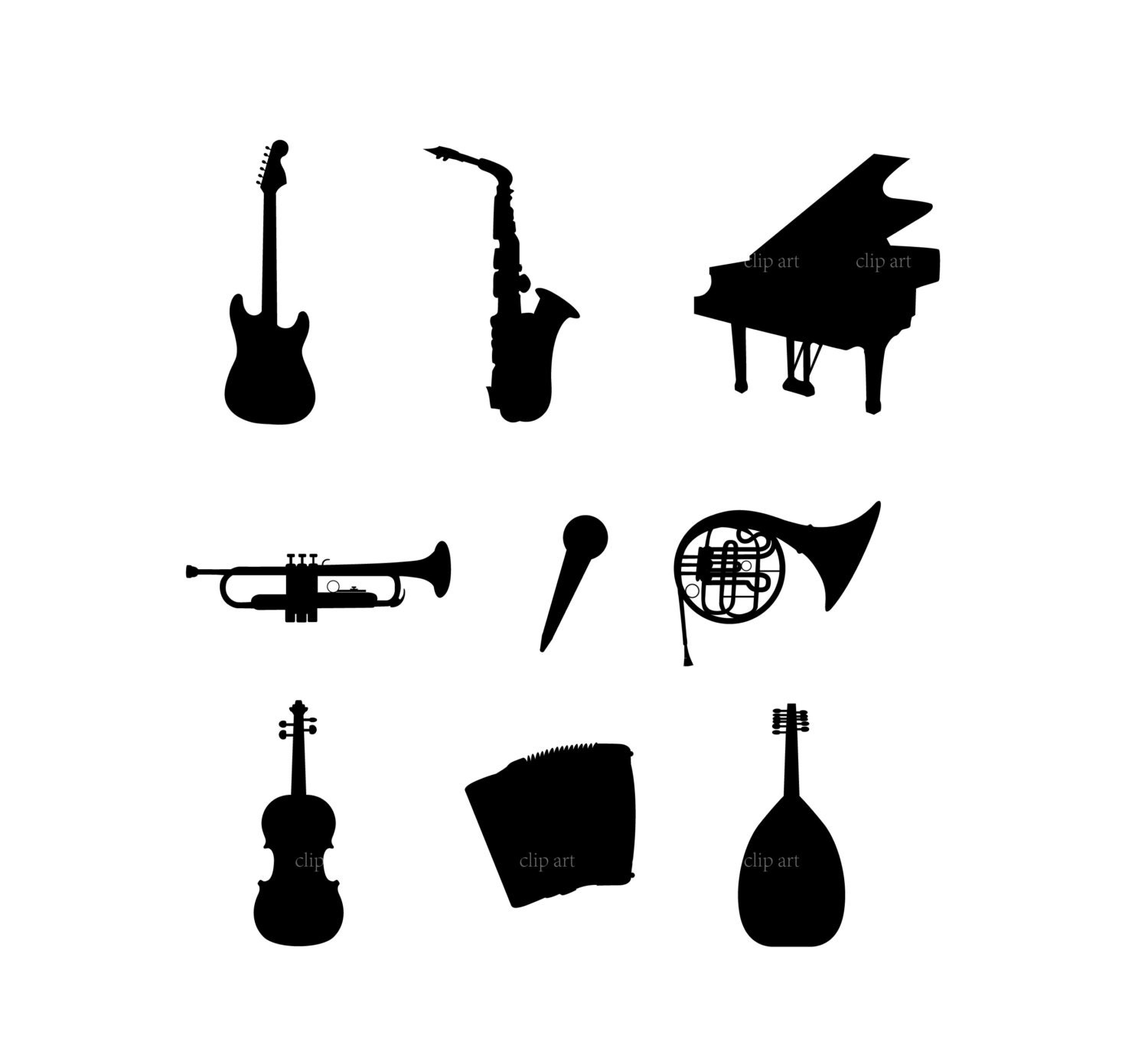 clipart of music notes and instruments - photo #28
