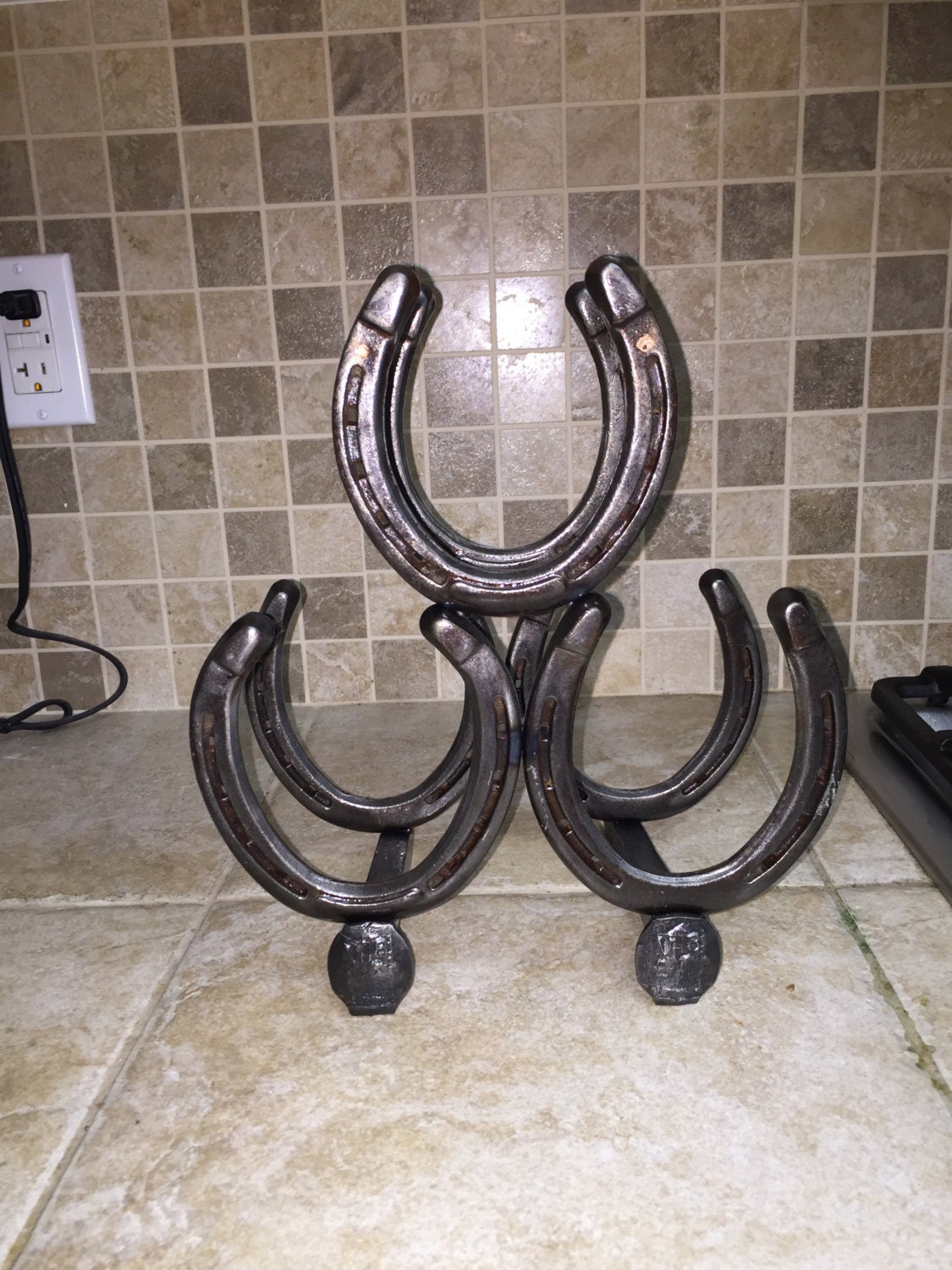 Horseshoe Wine Rack or Towel Holder by CarraroCreations on Etsy