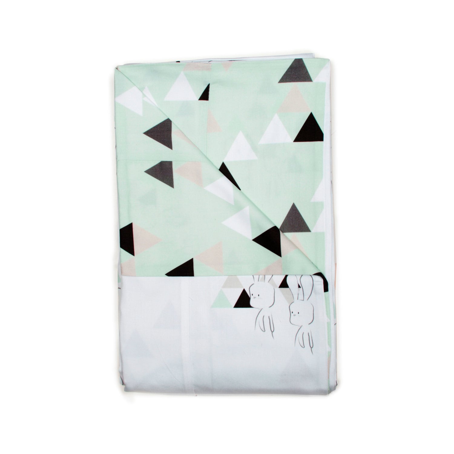 Mint Geo Bunny Toddler Duvet Cover Mint Black White